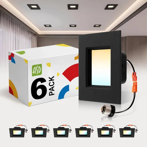 Vista 12 de ASD Iluminación LED empotrable cuadrada blanca de 4 pulgadas retrofit - 9W 709LM 2700/3000/3500/4000/5000K regulable seleccionable LED Downlight