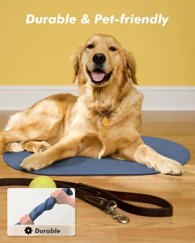 Vista 6 de Tapete absorbente de comida para perros y gatos, tapete para comida y agua, tapete de secado rápido para alimentos para mascotas, almohadilla