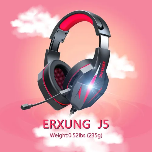 Vista 7 de TYUOBOX Auriculares para juegos con micrófono para PS4, Xbox One, PC, auriculares con micrófono y cable, luz LED con cancelación de ruido