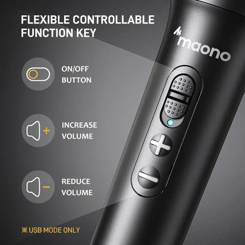 Vista 3 de Maono USB/XLR Micrófono dinámico de podcast, kit de micrófono de estudio con control de volumen, montaje de choque, filtro pop, ideal para grabación
