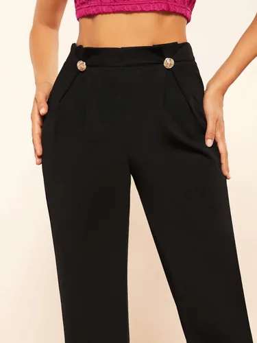 Vista 6 de Milumia Pantalones de trabajo cortos de cintura alta elásticos casuales para mujer
