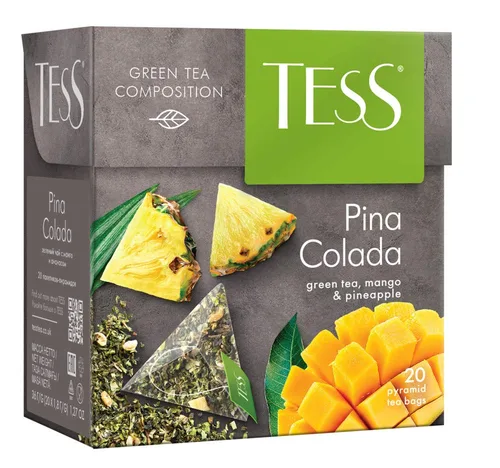 Vista 4 de Tess Composición de té verde jengibre Mojito cáscara de limón y té de hoja de menta en 20 sobres piramidales