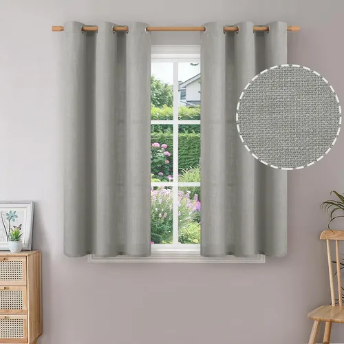 Vista 137 de BGment Cortinas de Lino Beige de 63 Pulgadas de Largo 2 Paneles - Tratamientos para Ventanas con Textura de Arpillera Filtrantes de Luz Cortinas