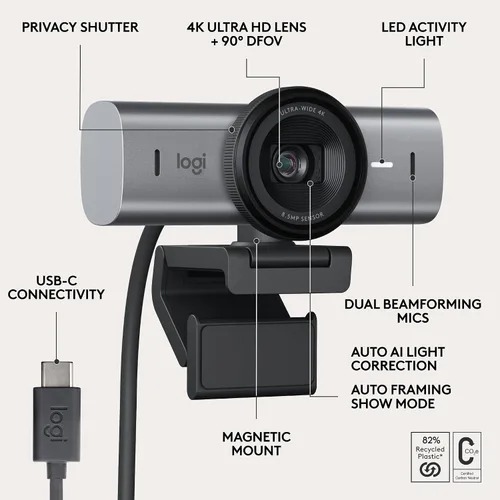 Vista 6 de Logitech MX Brio 705 for Business 4K Webcam - Grafito