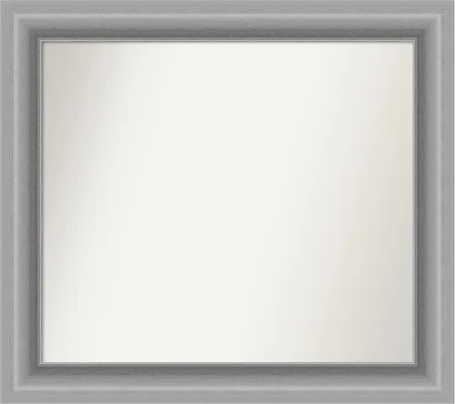 Vista 124 de Amanti Art Espejo de baño plateado para sobre fregadero, 26 x 26 pulgadas, espejo cuadrado de níquel pulido, marco de madera tradicional mediano, se