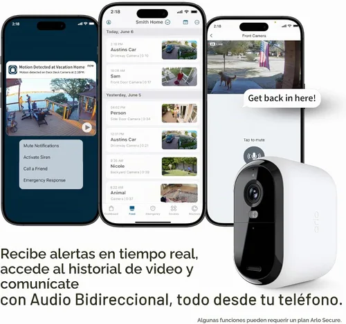 Vista 3 de Cámara de seguridad Arlo Essential XL 2K Interior - Exterior 2ª generación Batería 4 veces más duradera Sin cables con foco, audio de 2