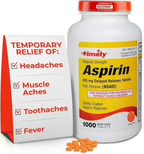 Vista 10 de Time-Cap-Labs - 300 unidades de aspirina de fuerza regular de 325 mg para adultos, en comparación con Bayer, tabletas de aspirina de fuerza regular