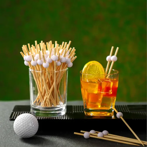 Vista 5 de Layhit 150 púas de cóctel de golf, decoración de fiesta, bandera de golf de frutas, palillos de dientes, brochetas de bola, palillos de bambú