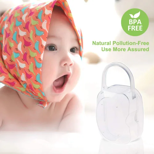 Vista 5 de Accmor Funda para chupete con asa, sin BPA, caja universal para chupete para viajes, transparente, paquete de 2