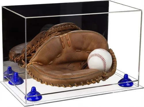Vista 154 de Better Display Cases Vitrina de guantes de béisbol de acrílico transparente con elevadores negros (A011/V16)