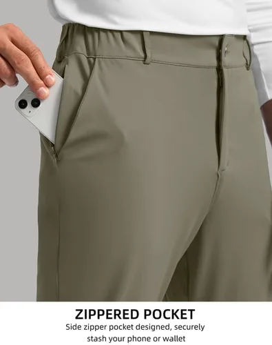Vista 4 de Soothfeel Pantalones de golf para hombre con 5 bolsillos, ajustados, elásticos, casuales, de viaje, pantalones de trabajo para hombre