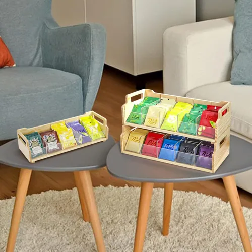 Vista 4 de ZAVOOS Organizador de bolsas de té de 3 niveles con divisor acrílico, 15