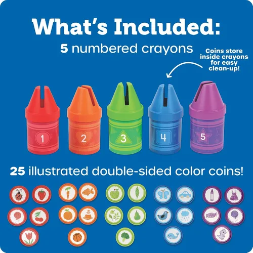 Vista 5 de Learning Resources Counting Crayons - Juguetes de aprendizaje para niños pequeños para clasificar y contar colores, juguetes numéricos, Montessori