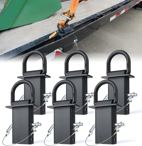 Vista 8 de Anillos en D de bolsillo de estaca de servicio pesado de 5/8" con cordón anti-pérdida Utilidad de amarre ajustable de 18,000 libras para bolsillo