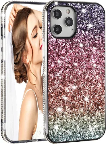 Vista 17 de Solomo Funda para iPhone 11 Pro, funda protectora gradual de arcoíris brillante de lujo con purpurina y parachoques de TPU suave para iPhone 11 Pro