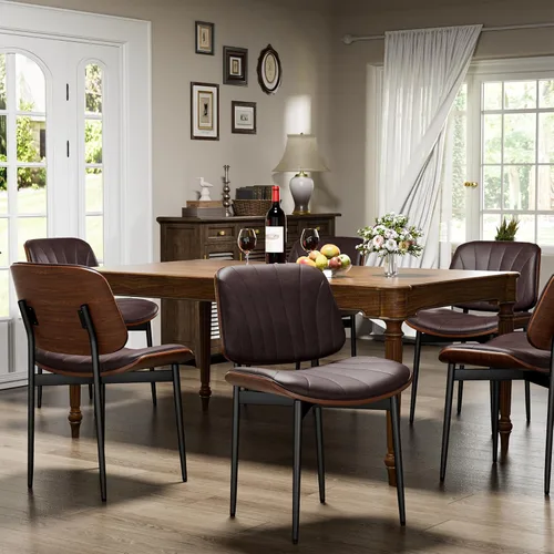 Vista 49 de YaFiti Juego de 2 sillas de comedor, sillas de comedor y cocina modernas de mediados de siglo, sillas tapizadas de piel sintética con diamantes