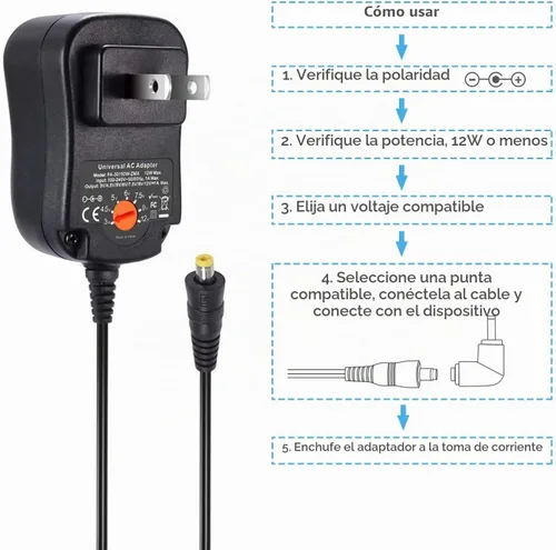 Vista 7 de ZOZO 12W 1A 3V 4.5V 5V 6V 7.5V 9V 12V Fuente de alimentación Universal AC