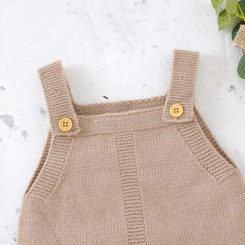 Vista 4 de Mameluco de punto para bebé, recién nacido, sin mangas, conjunto de suéter para niños y niñas con gorro cálido