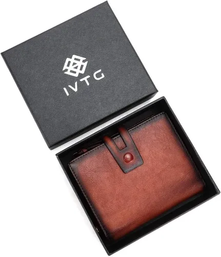 Vista 7 de Billetera de piel auténtica con cierre RFID para mujer hecha a mano