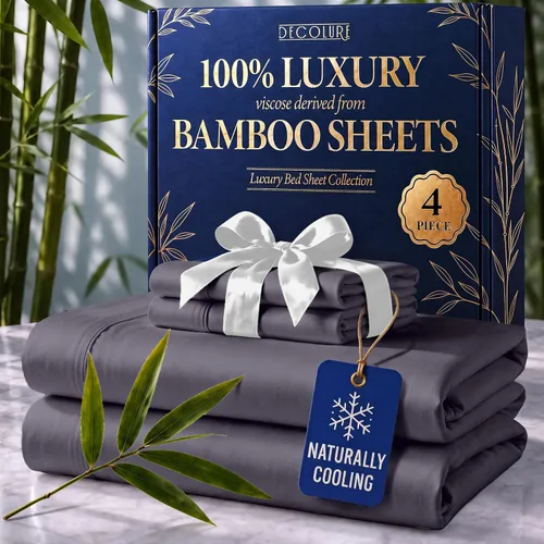 Vista 23 de DECOLURE Sábanas 100% Viscosa Derivada de Bambú Tamaño Individual - Sábanas de Lujo de 3 Piezas Naturalmente Refrescantes, Juego de Cama Ultra Suave