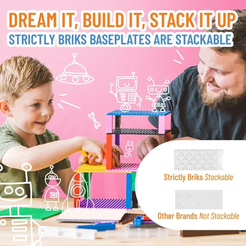 Vista 5 de Strictly Briks - Torre de juguete de 6 x 6 pulgadas - 132 piezas (placas base y ladrillos)