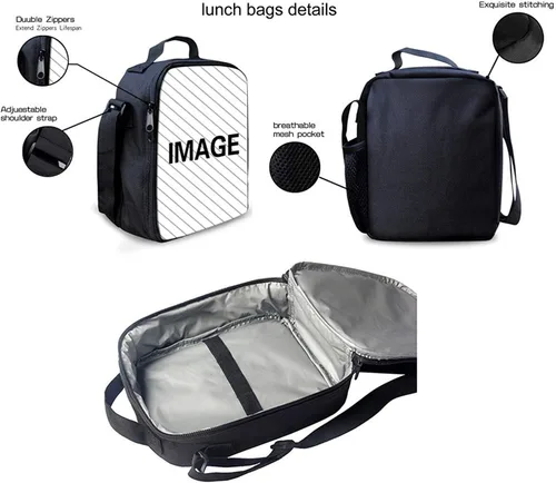Vista 5 de Sannovo Juego de 3 piezas de mochila escolar para niños, mochila deportiva de hockey sobre hielo con bolsa de almuerzo aislada, soporte para lápices
