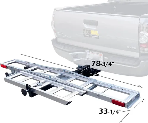 Vista 3 de MaxxHaul 50711 Portamotocicletas de Aluminio – Soporte de Enganche para Motocicleta de Cross con Rampa de Carga, Capacidad de 400 lb, Se Adapta a