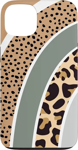 Vista 7 de Boho Burnt Orange Half Rainbow with Dotted Pattern Leopard Case for iPhone 17