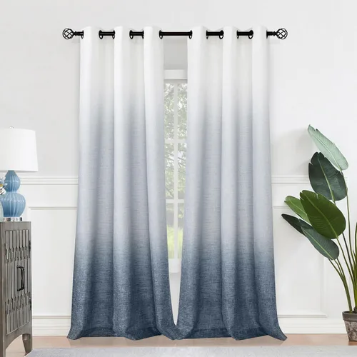 Vista 11 de Central Park Panel de cortina de ventana degradado de lino con estampado en tela de mezcla de rayón, tratamientos para sala de estar/dormitorio Gris