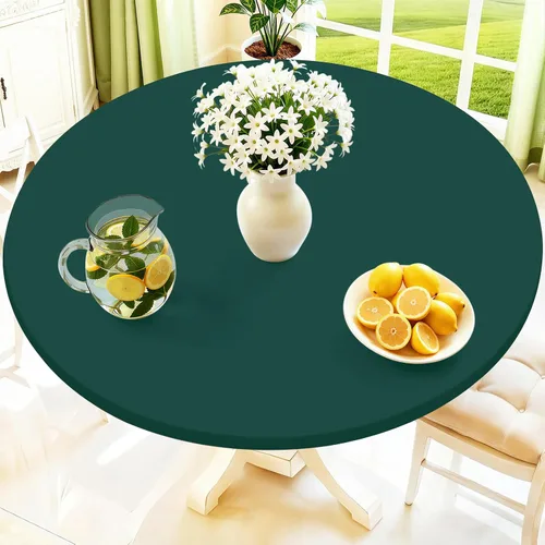 Vista 27 de Moosfor Mantel redondo de elastano, elástico ajustable impermeable para mesas de 18 a 24 pulgadas, mantel de picnic elástico lavable para Azul