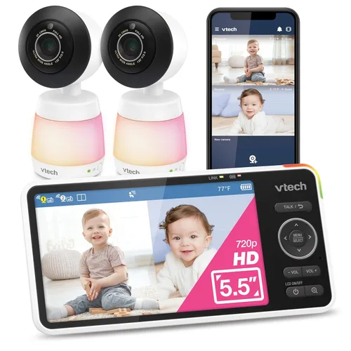 Vista 15 de VTech Smart WiFi Baby Monitor - Ve a tu bebé en casa o desde cualquier lugar, cámara 2K, pantalla de 5.5 pulgadas, zoom 24X, gran angular, visión