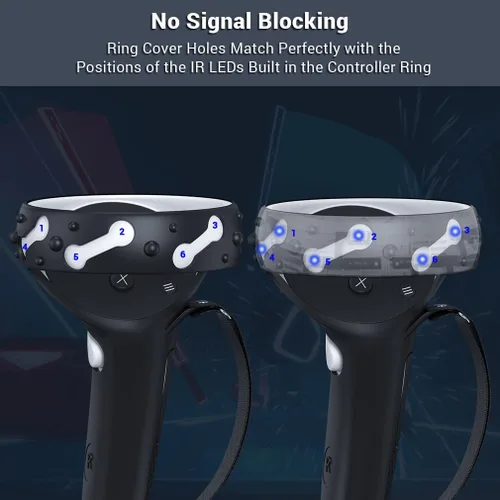 Vista 4 de Empuñaduras de control para Oculus Quest 2, diseño extendido mejorado para controlador de realidad virtual para Quest 2, accesorios protector