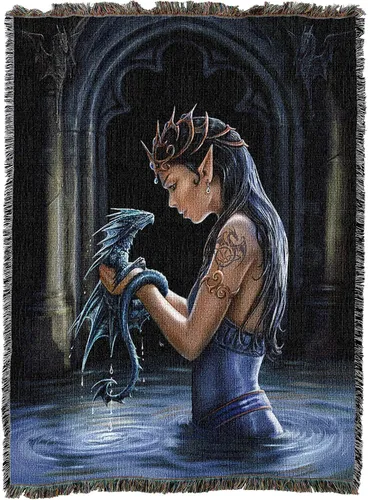 Vista 19 de Pure Country Weavers Anne Stokes - Manta de belleza de dragón de la colección Age of Dragons – Manta de fantasía para regalo tejida de algodón