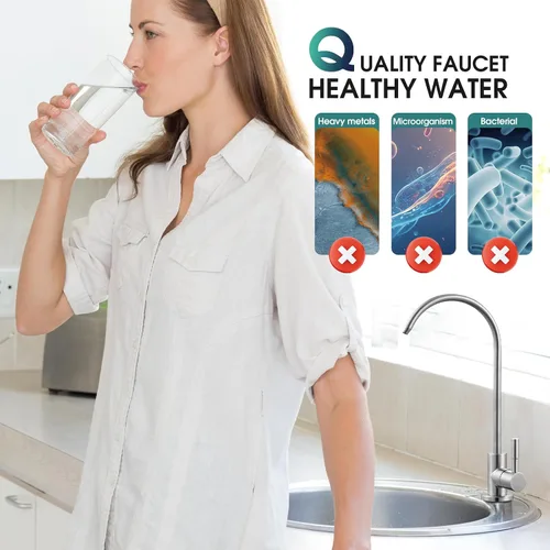Vista 4 de Grifo de agua potable níquel cepillado SUS304 Grifo de filtro de agua de cocina de acero inoxidable, grifo de agua de ósmosis inversa sin plomo