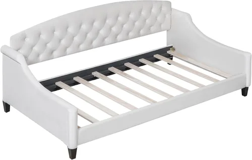 Vista 5 de Merax - Sofá cama de tamaño doble moderno de lujo con botones capitoné, marco de sofá cama de tamaño doble tapizado, sofá cama para dormitorio, sala