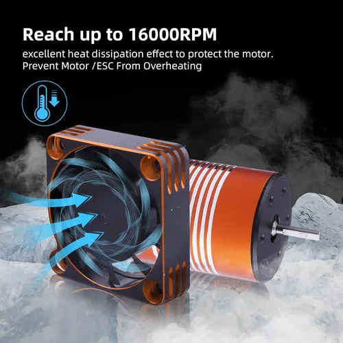 Vista 3 de Ventilador de enfriamiento del motor de coche RC Disipador de calor 16000RPM Ventilador de enfriamiento ESC sin escobillas 1.575x1.575 in para coche