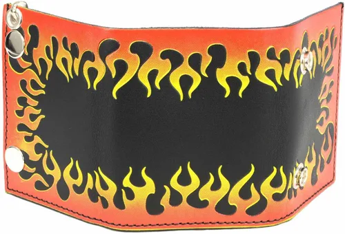 Vista 2 de Milwaukee Leather Billetera de cuero genuino para hombre con cadena de acero inoxidable antirrobo