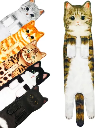 Vista 14 de PAT JUUMG - Toallas divertidas de mano con forma de gato para decoración de baño o cocina; toallas decorativas colgantes para la cara, súper