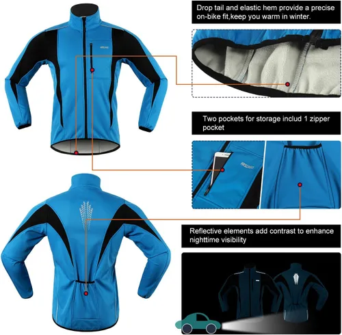Vista 5 de Chaqueta térmica para ciclismo (tejido Softshell, resistente al viento, impermeable, 15K) de ARSUXEO