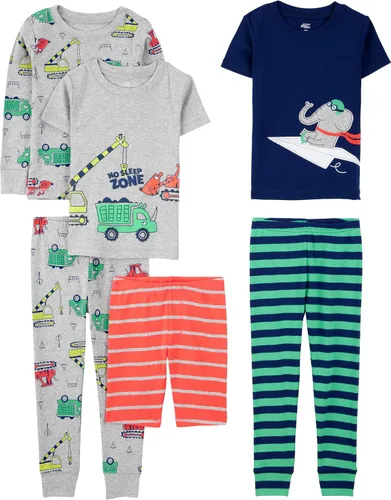 Vista 30 de Simple Joys by Carter's Conjunto de pijama de algodón ajustado de 6 piezas para bebés, niños pequeños y niñas, paquete de 3
