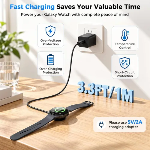 Vista 6 de Cable de carga rápida de 5 W para Samsung Galaxy Watch 9/8/7/6/5/4/3/Active