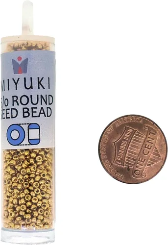 Vista 4 de Miyuki Cuentas redondas de semillas de Rocaille Tamaño 15/0 0.29 oz Duracoat Oro Galvanizado