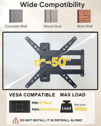 Vista 2 de FORGING MOUNT Soporte de pared esquinero para TV de movimiento completo