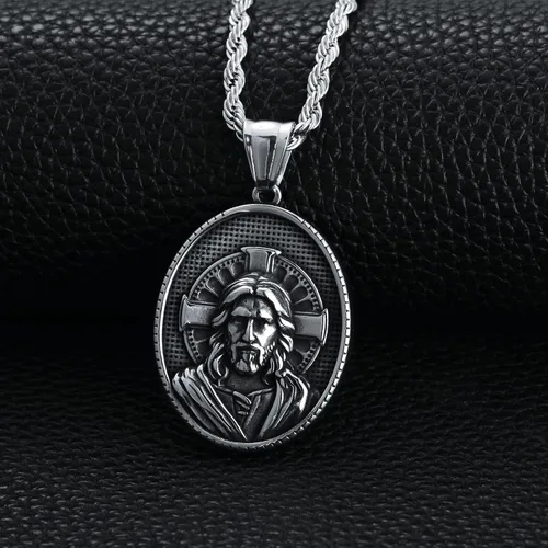Vista 5 de Saint Patron Necklace for Men Women Stainless Steel St Medal Protection Necklace Catholic Religious Amulet Gifts for Mothers Fathers Day