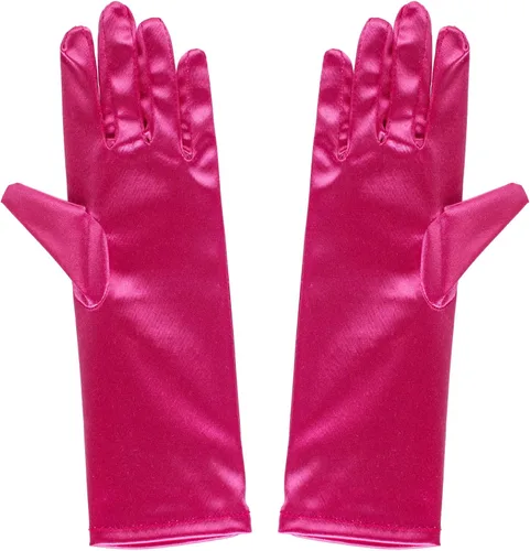 Vista 3 de Guantes de princesa para niñas pequeñas (longitud de codo largo de color sólido) para cumpleaños, boda, vacaciones, fiesta de disfraces