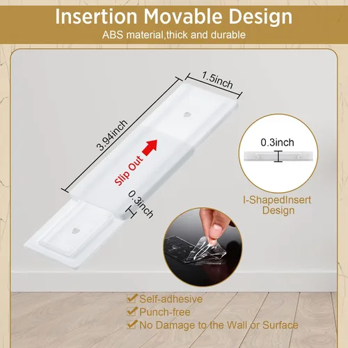 Vista 2 de Yinkin 6 Piezas Soporte para Regleta de Energía Autoadhesivo Protector de Regleta de Energía Montado en Pared Sin Perforación Sistema de Gestión