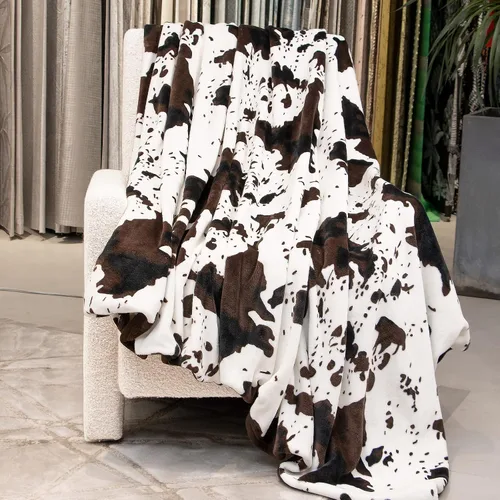Vista 3 de Manta de vaca para niños de 40 x 50 pulgadas, ropa de cama de forro polar ultrasuave para niños y niñas, manta ligera para cochecito de bebé, bonita