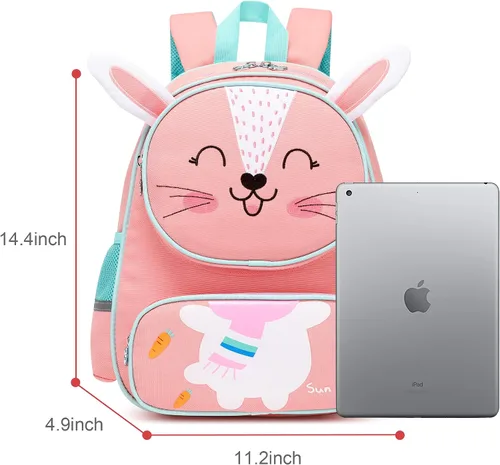 Vista 4 de Mochila para bebé niña niños mochila linda 3D animales dibujos animados escuela 3-9 años mochila para niñas niños, Conejo, Mediana, Mochilas de viaje