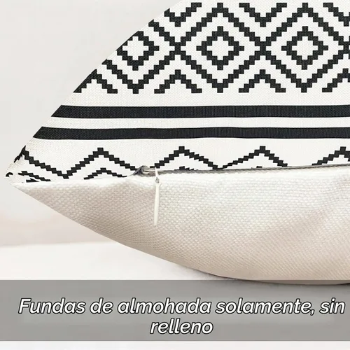 Vista 6 de Juego de 2 fundas de almohada decorativas negras boho 16x16 pulgadas, fundas de almohada de lino modernas estilo bohemia campestre para exteriores