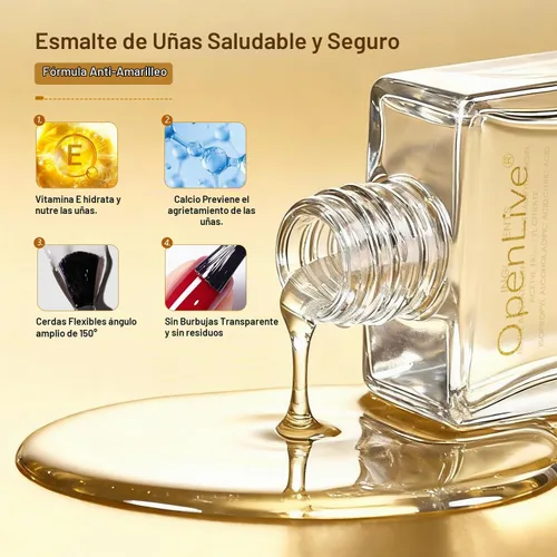 Vista 7 de OpenLive Esmalte de uñas 2 en 1 de 0.6 fl oz, capa base y capa superior, de Capa base y superior 2 en 1